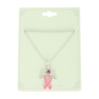 BREAST CANCER AWARENESS PINK RIBBON NECKLACE
